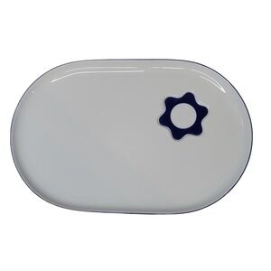 Crate Barrel Kahla Breeze Serving Platter Snack Plate White Blue Flower Germany